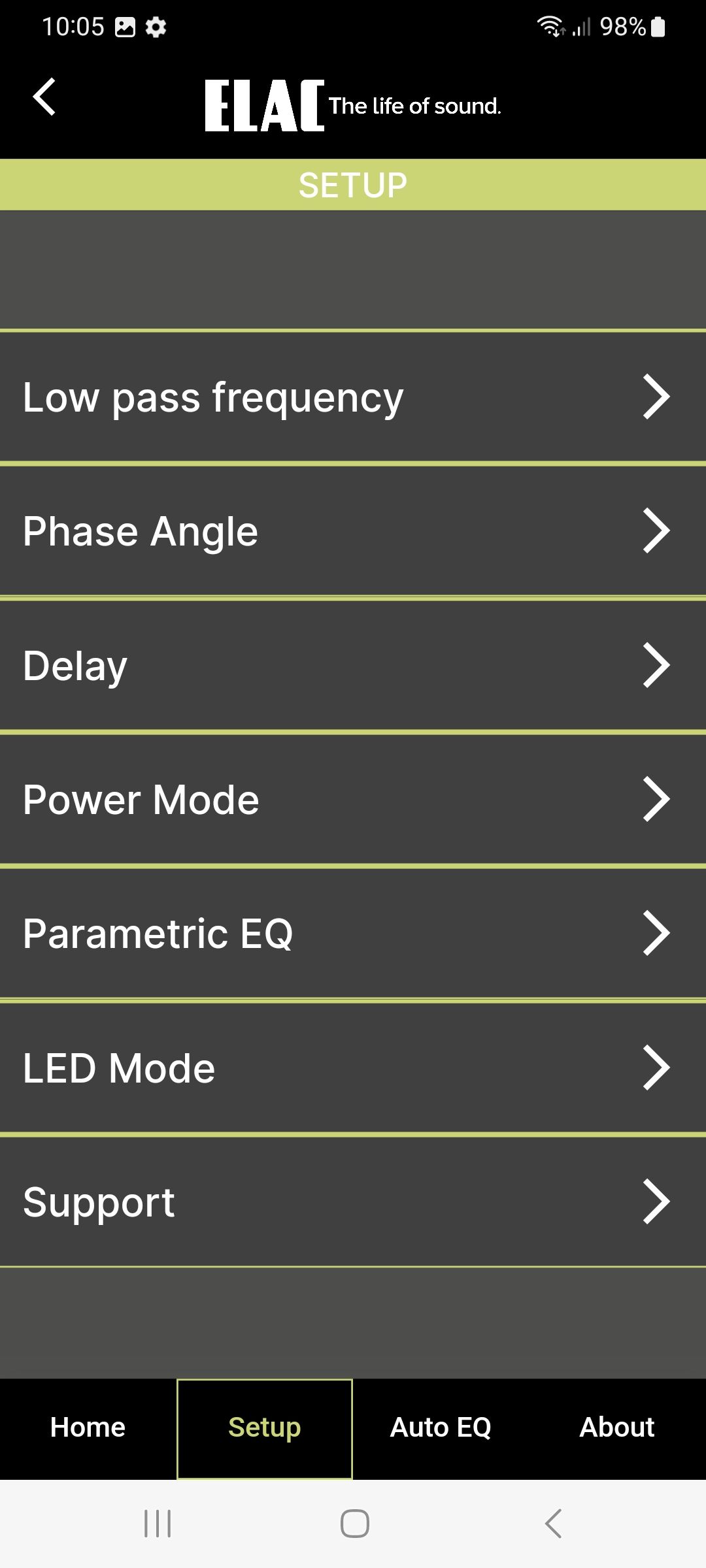 App DS 1200 Menu