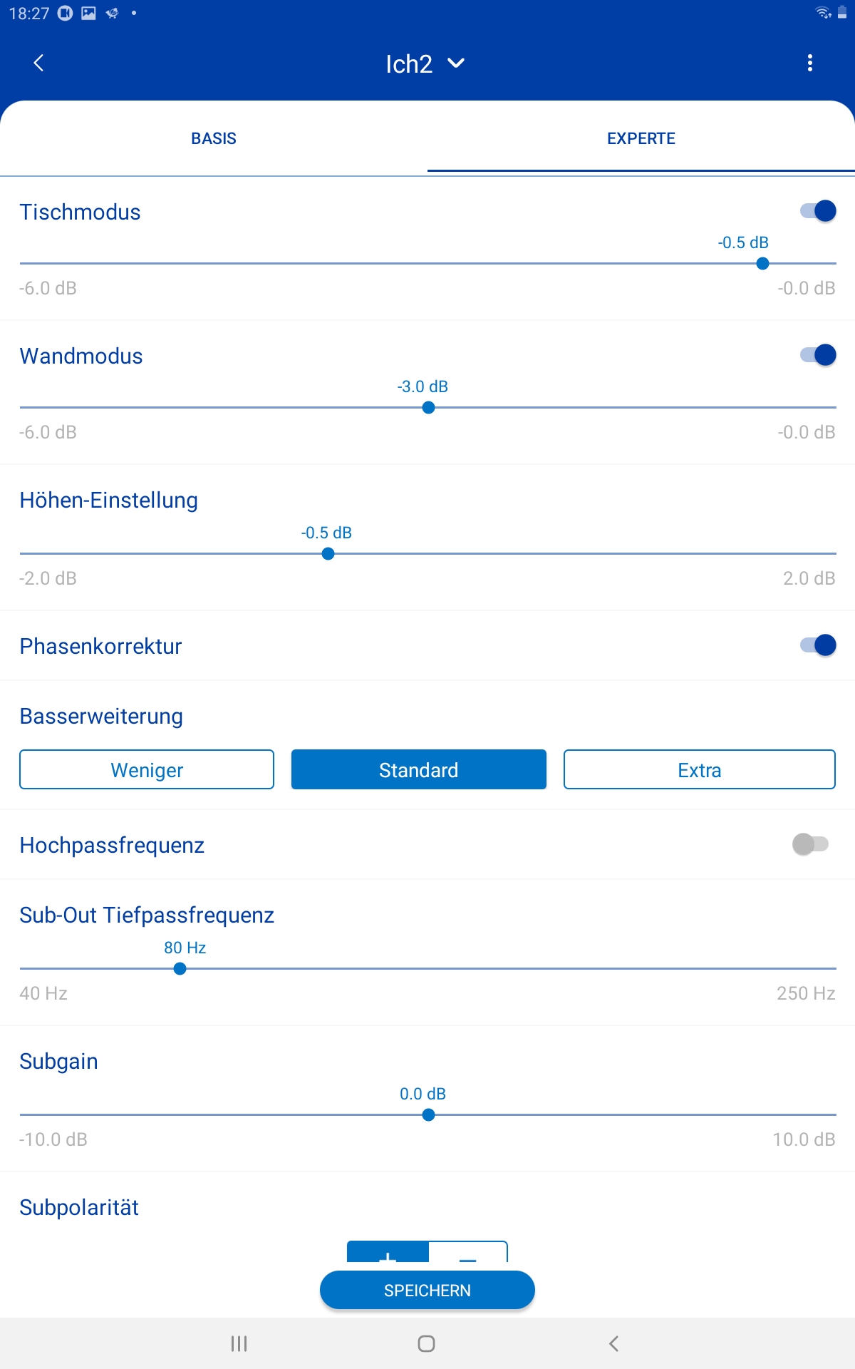 Screenshot KEF LSX Expertenmodus Screenshot KEF LSX Expertenmodus
